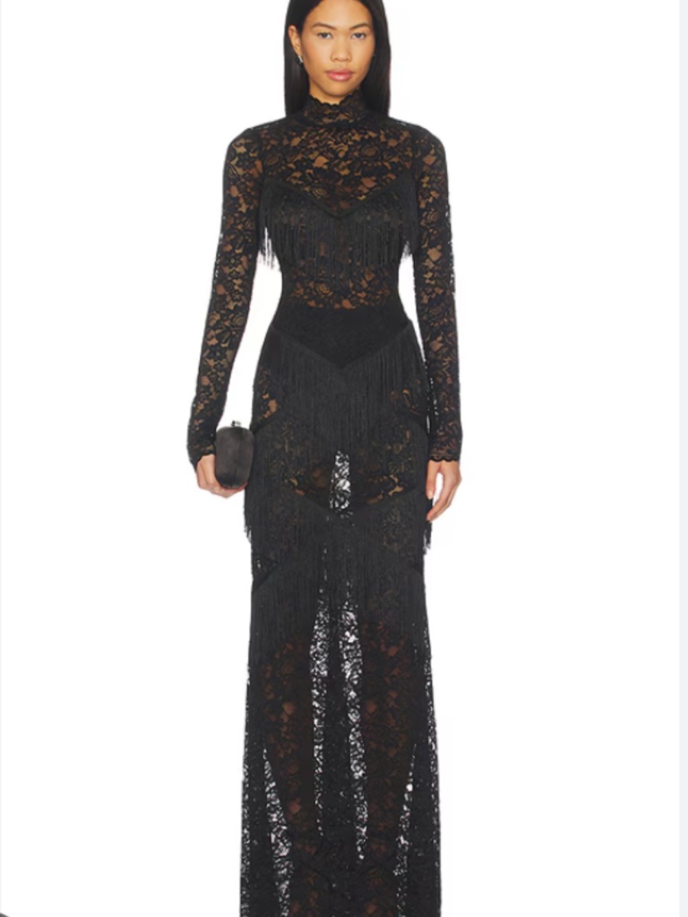 Katie May Tabby Gown Lace Maxi Long Sleeve Black Romantic